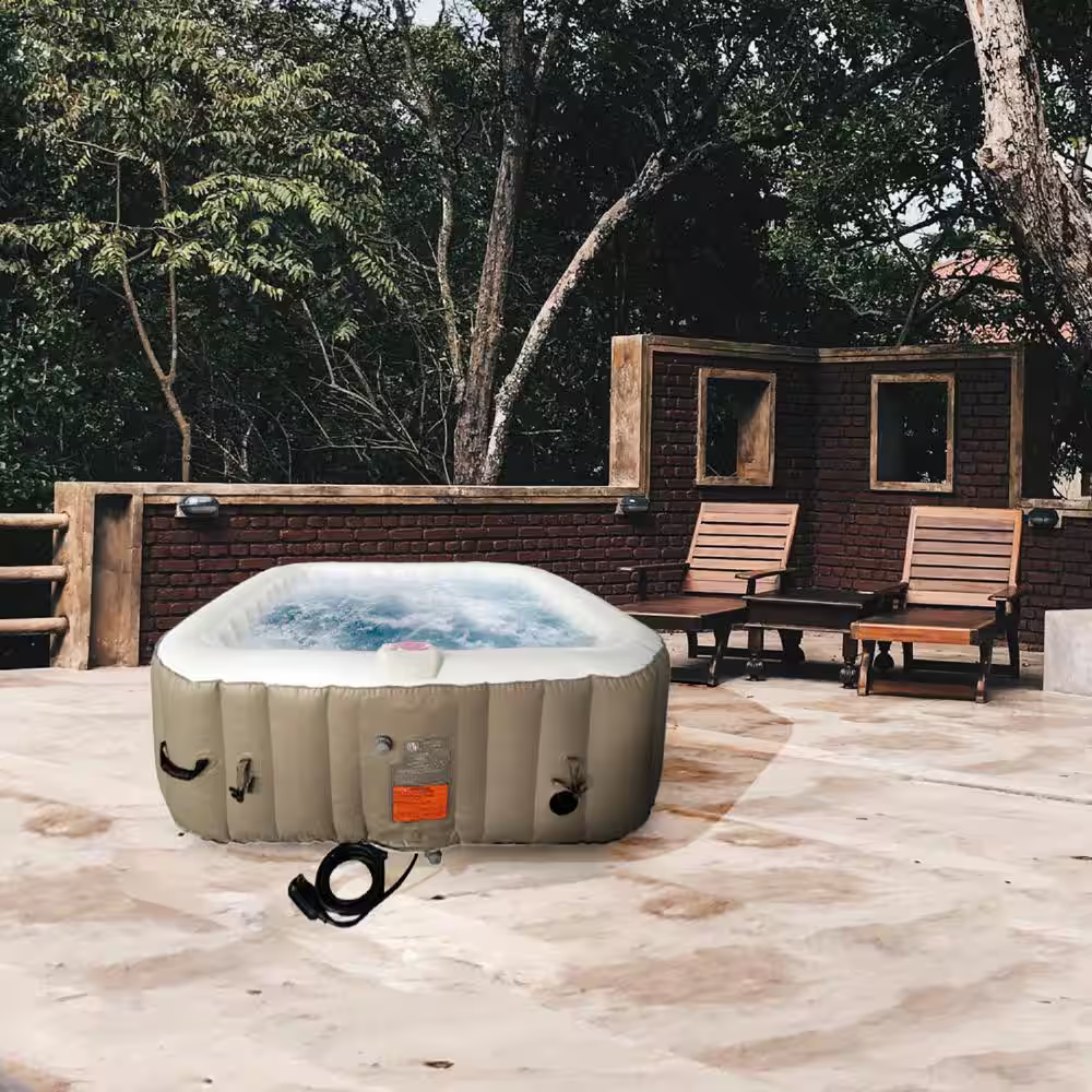 6-Person 130-Jet Inflatable Hot Tub with Cover