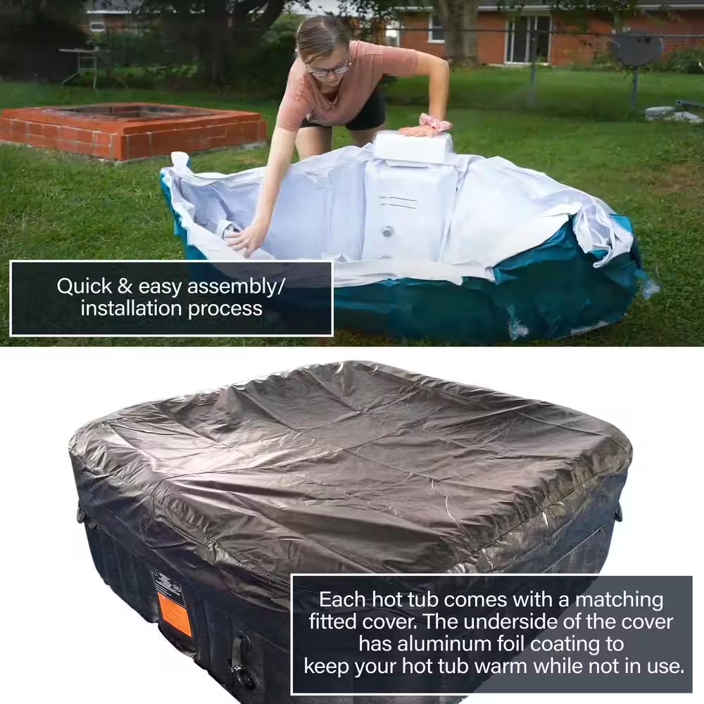 6-Person 130-Jet Inflatable Hot Tub with Cover