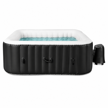 Inflatable Hot Tub, 4-6 Person Blowup Pool Hottub W/130 Air Jets, Heater Pump, Filter Cartridges, Insulated Cover, Ground Cloth, Portable Outdoor Water SPA (71’’X70’’ Rectangular, 4-6 Person)